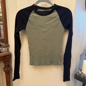 Brandy Melville Black and Olive Long Sleeve Tee